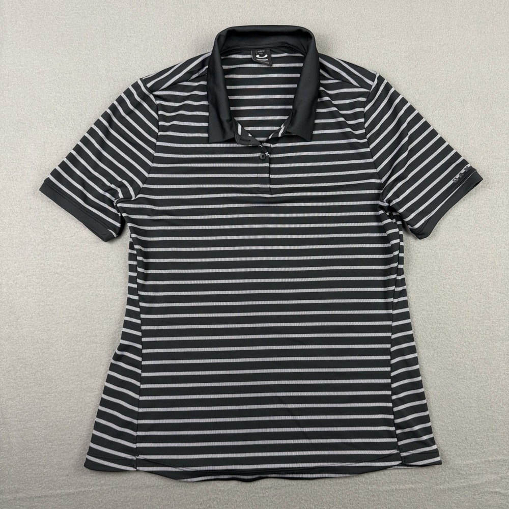 Oakley Performance Fit Women's Short Sleeve Collared Striped Polo Shirt Medium